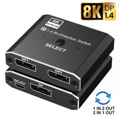 2 Port 8K DisplayPort Switch Splitter 1×2 2X1 Bi-Direction DP Switcher Converter