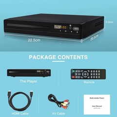 Tojock DVP-506 Region Free DVD CD Player HDMI RCA USB 1080p Upscale Black