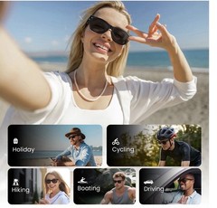 WeariQ Smart UV400 Polarized Bluetooth Sunglasses, IPX4 Waterproof, Touch Contr…