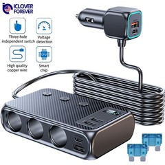 9 in 1 Car Cigarette Lighter Socket Splitter USB C Fast Charging Power Adapter