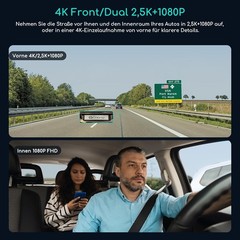 COOAU D30S 4K Dash Cam with GPS Wi-Fi,Uber Car Camera with Infrared Night Vision
