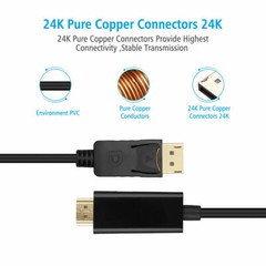 6FT Display Port DP to HDMI Cable Adapter Converter Audio Video PC HDTV 1080P US