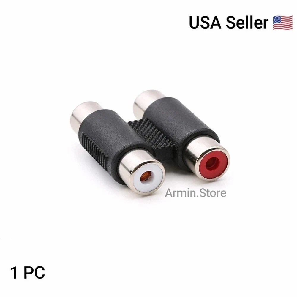 2 RCA Female to Female F/F Video Connector Converter Adapter for TV DVD HDTV AV