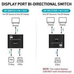 2 Port 8K DisplayPort Switch Splitter 1×2 2X1 Bi-Direction DP Switcher Converter