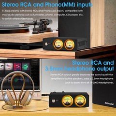 HIFI MM Phono Preamp for Home Turntables Stereo Preamp Headphone Amp w/VU Meter