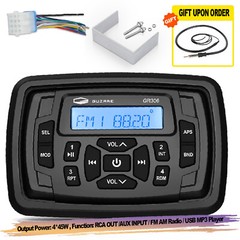 Marine Stereo Bluetooth Radio Receiver with Antenna for ATV UTV Truck Golf Cart