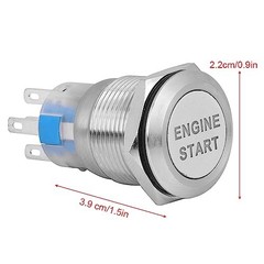 Push Button Starter Switch, 19mm 12V Car Engine Start Button Switch,