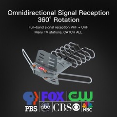 HDTV Outdoor Amplified Digital Antenna 360 Rotor HD TV UHF VHF FM 150Mile+Stand