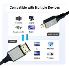 Seadream Micro HDMI to 2.1,1.64FT 2Pack Aluminum 8K 1.64FT/2 Pack, Black