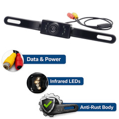 Rearview Backup Plate Camera for Kenwood DDX-8034BT DDX8034BT Install Kit