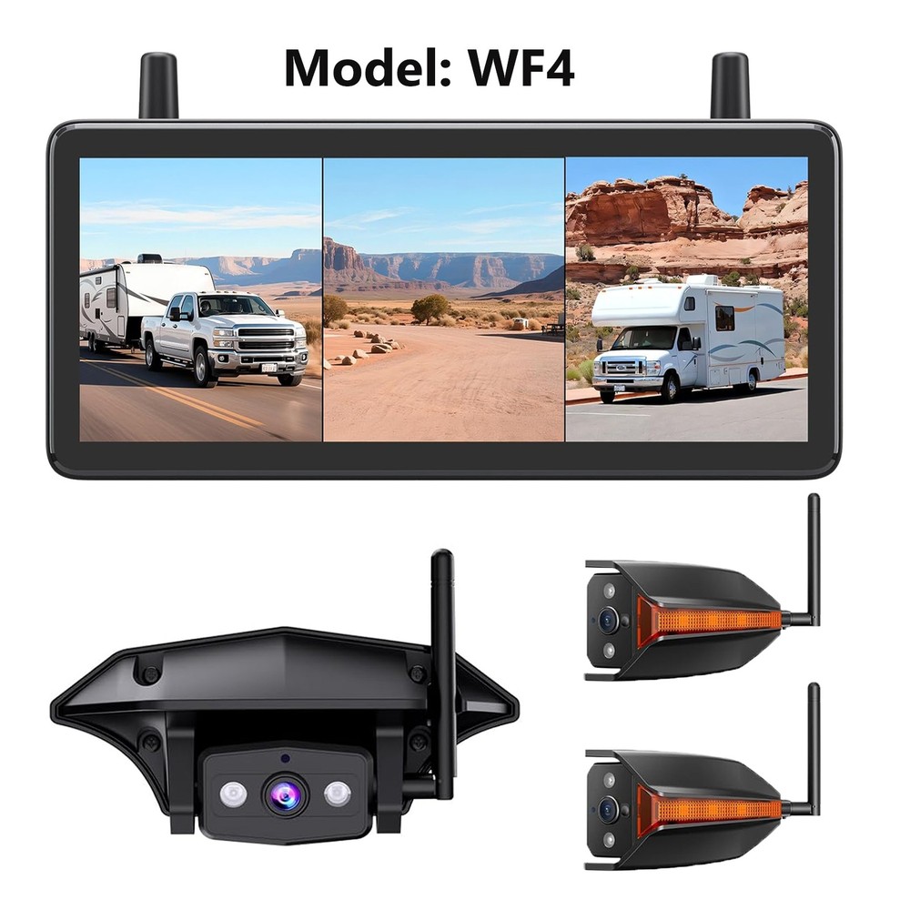AUTO-VOX Wireless Rear & Side View Camera 7.2″ 1080P Triple-Split Screen Monitor