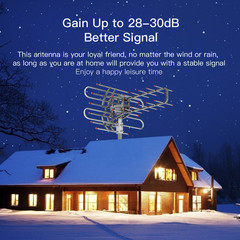 980Mile Outdoor TV Antenna Motorized Amplified V/UHF HDTV 1080P 4K Home Apartmet
