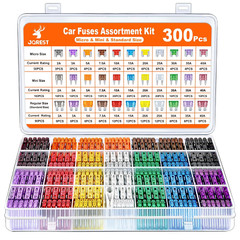 JOREST 300-Piece Car Fuse Kit 160 Mini, 90 Standard & 50 Micro with Puller Tool