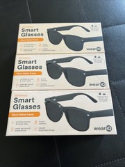 3 Pair NIB WeariQ Wireless Smart Glasses Bluetooth, Black Polarized Lenses