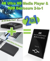 4K Ultra HD Media Player & HDD Enclosure 2-in-1,Digital Signage, Piano black