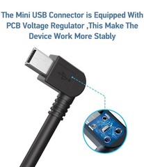 Sturdy 6.6Ft Mini USB Charger Cable for GPS – 90 Degree Design & Dual Pack