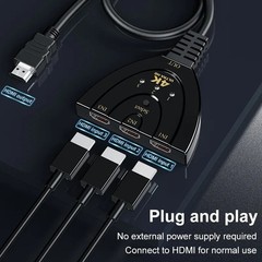 3 Port HDMI Splitter Cable 1080P Switch Switcher HUB Adapter for HDTV PS4 US