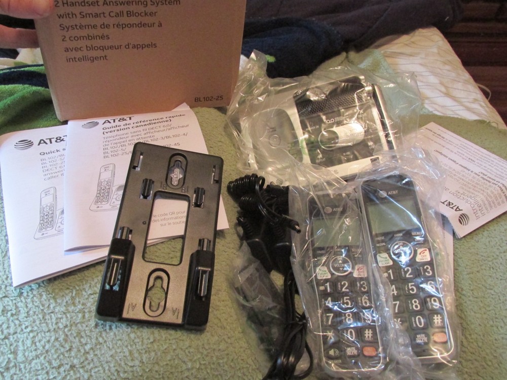 AT&T BL102 DECT 6.0 2-Handset Cordless Phone for Home With Answering Machine NEW