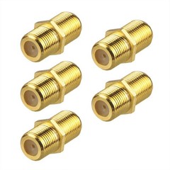 24K Gold-Plated RG6 Female-to-Female Coaxial Connectors, 5-Pack for HD Signal
