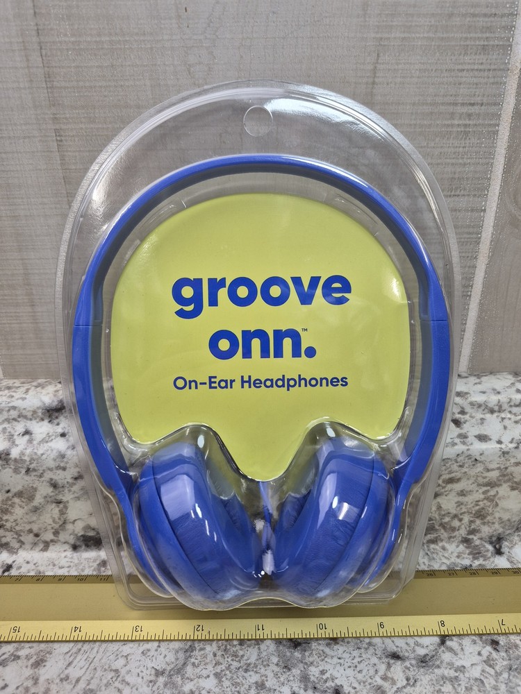 New groove onn. On-Ear Headphones Blue Wired Adjustable Headband Lightweight