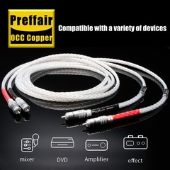 Pair 7N Silver Plated OCC Copper Wire HiFi Audio Signal Interconnect 2RCA Cable
