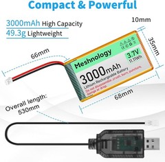2x 3.7v 3000mah Lipo Battery Ph2.0 With Charger For Electronic Meshtastic Device