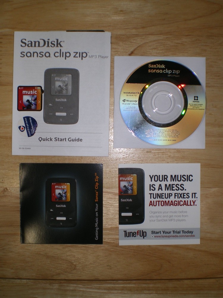 SanDisk Sansa Clip Zip MP3 Player Installation CD and Quick Start Guide
