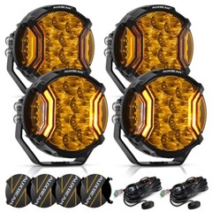 4Pcs AUXBEAM 5 Inch 172W LED Side Shooter Amber/White Pod Lights w/ Amber DRL