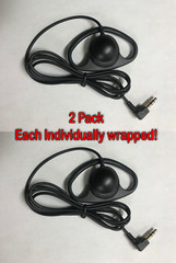 Pack of TWO D-Shaped Ear Hook Single Earpiece Headphones w/ 3.5mm Plug