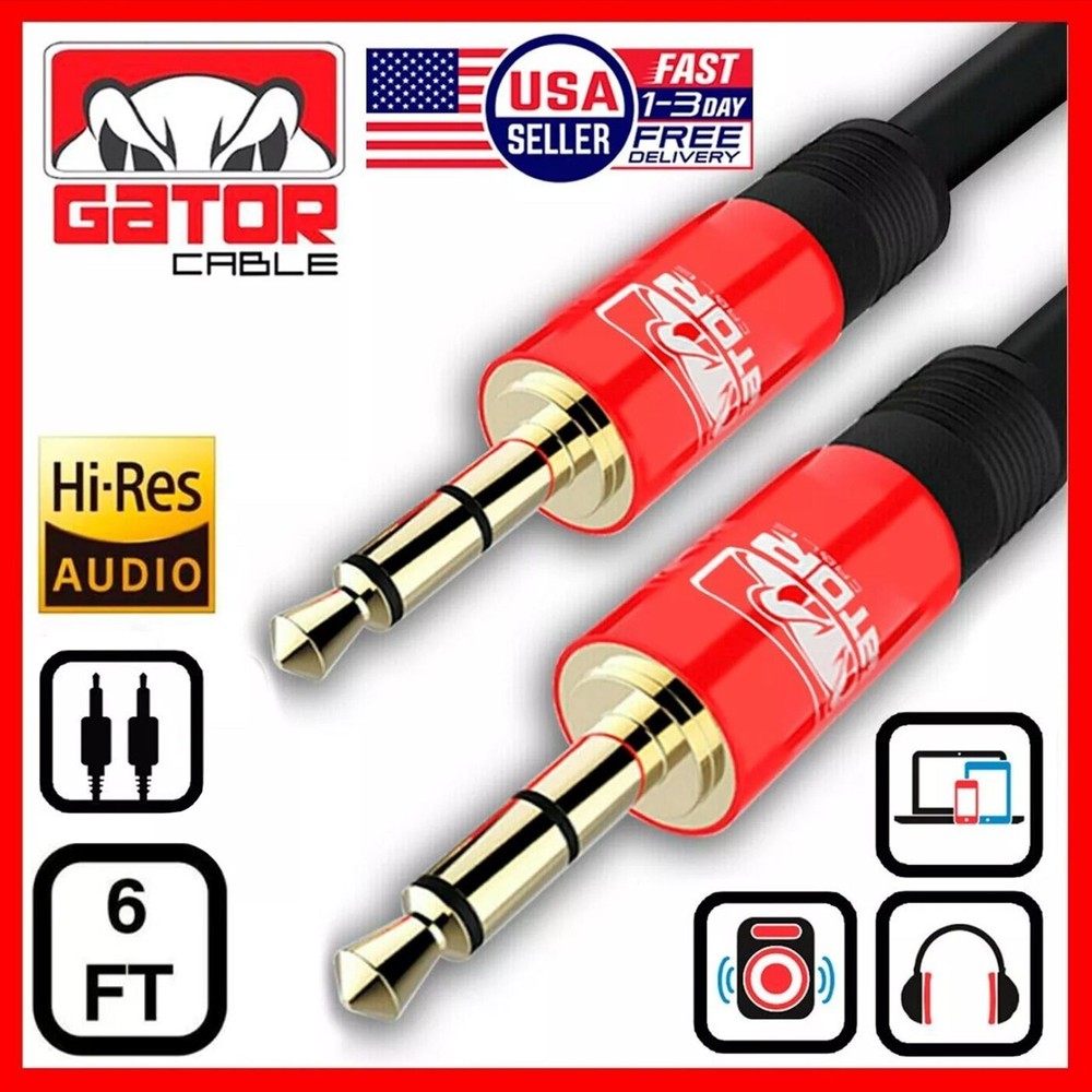 AUX Audio Cable 3.5mm Male to Male For Phone iPhone Samsung Android LG RED 6FT