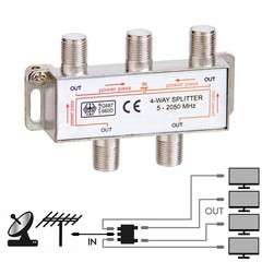 4-Way F-Type Coax Cable Splitter Balanced Digital TV Antenna Satellite Adapter