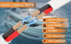 16 AWG Gauge Marine Grade Wire OFC Tinned Copper Flat 16/2 Duplex Cable 50′ Feet