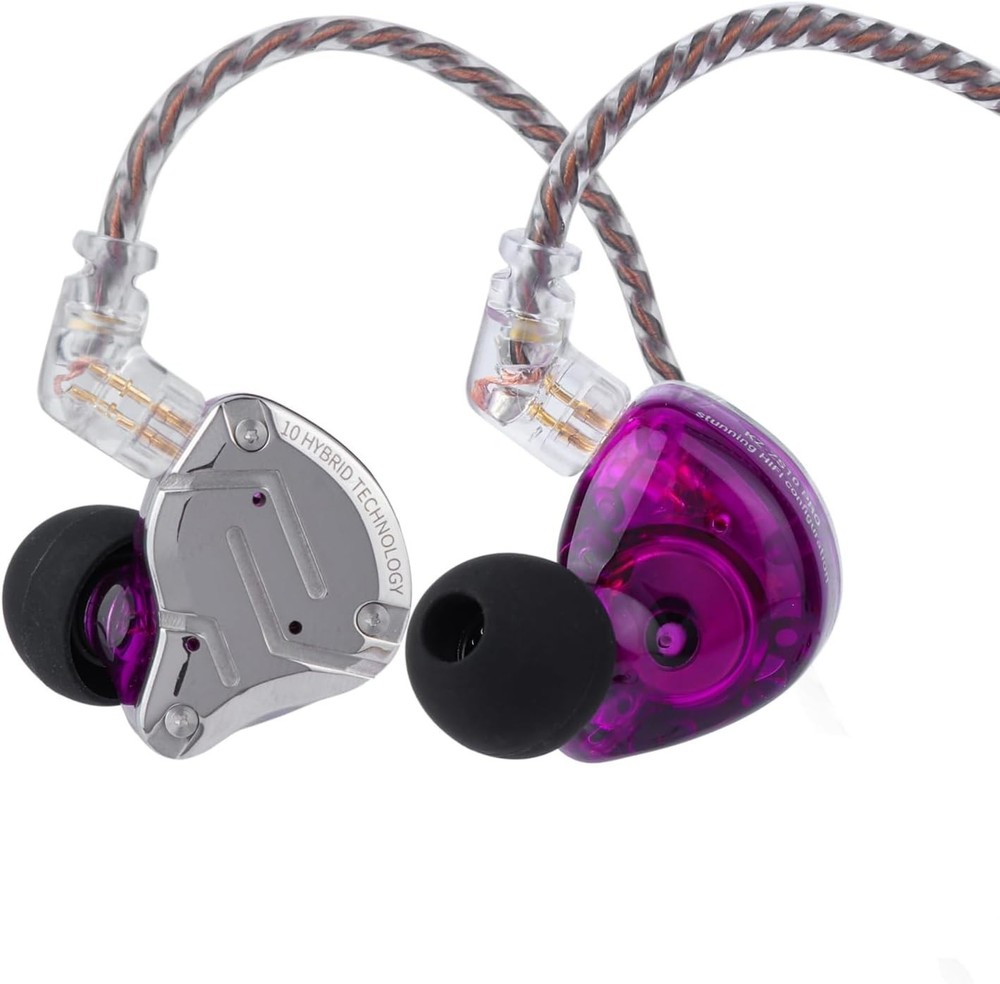 Linsoul KZ ZS10 Pro 4BA+1DD 5Driver In-Ear Monitor Wired Earbuds with Mic Purple