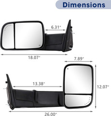 2009-2018 Ram 1500 2010-2018 2500 3500 Towing Mirrors Pair–Compatible