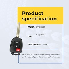 Replacement Key Fob Remote 2014 Scion xB FCC: HYQ12BDP 2-Pack Keyless Entry