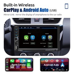 Double 2 DIN 7 in Wireless Apple Carplay Car Stereo Head Unit HD Screen FM Radio