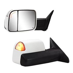 Towing Mirrors Painted Compatible with 2009-2018 Dodge Ram 1500, 2010 White