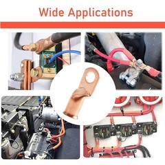 10pcs 4/0 AWG Copper Ring Terminals for Battery Cables, Heavy Duty Wire Lugs