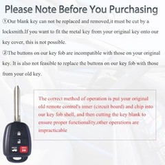 Key Fob Shell Case Replacement Fits for Toyota Camry Corolla RAV4 Highlander