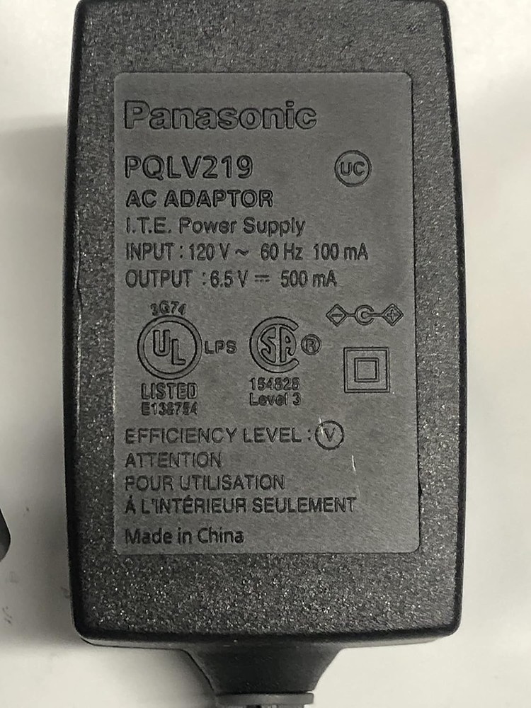 Panasonic PQLV219 AC Adapter – Original OEM – Output: 6.5V, 500mA