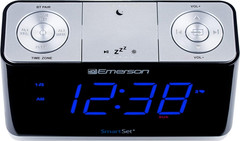 Emerson CKS1507 Smartset Radio Alarm Clock, 1.4″ Blue LED Digital Display, USB