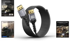 DisplayPort 1.4 Cable 10ft | 8K Gaming Support, FreeSync & G-Sync Compatible