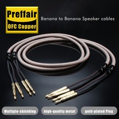 12AWG OFC HiFi Audio Speaker Cable Wire 24K Gold Plated Banana to Y Spade Plug