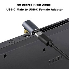 90 Degree USB-C Male to Female Adapter, 2 Pack Right Angle 100W Type-C Adapte…