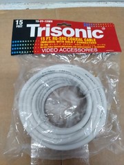 Trisonic 15 Ft. White Molded RG-59U Coaxial Cable with Gold Plated F Connectors