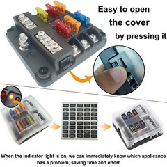 6-Way 12V/32V Auto Car Marine Power Distribution Blade Fuse Holder Box Block