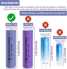 4 Pack 3.7V 3000mAh NiMH Button Top Batteries – Rechargeable for Flashlights