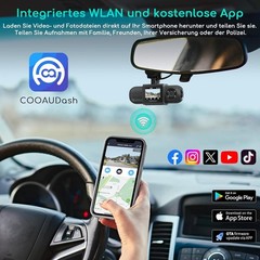 COOAU D30S 4K Dash Cam with GPS Wi-Fi,Uber Car Camera with Infrared Night Vision