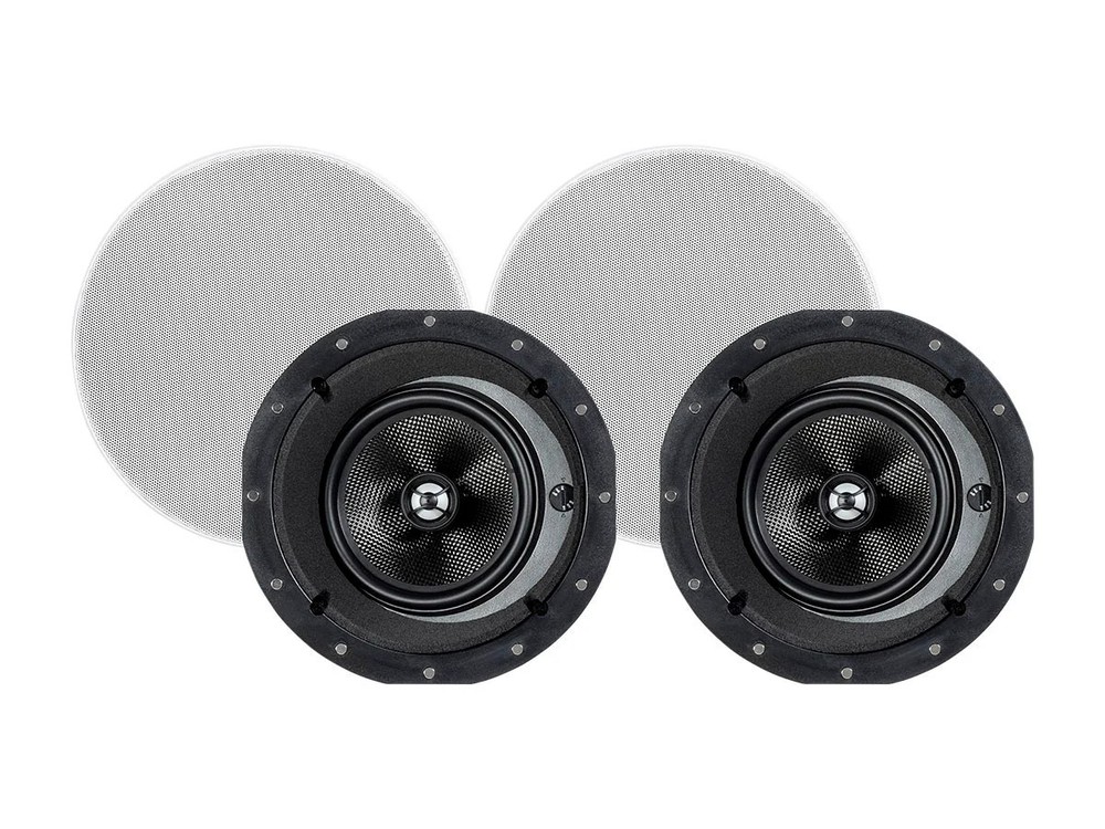 Monoprice 2-Way Carbon Fiber In-Ceiling Speakers – 6.5in (Pair) W/ Angled Driver