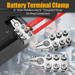Battery Terminal Connectors 12 Way Top Post Clamps Positive Negative 8Awg 4 0Awg